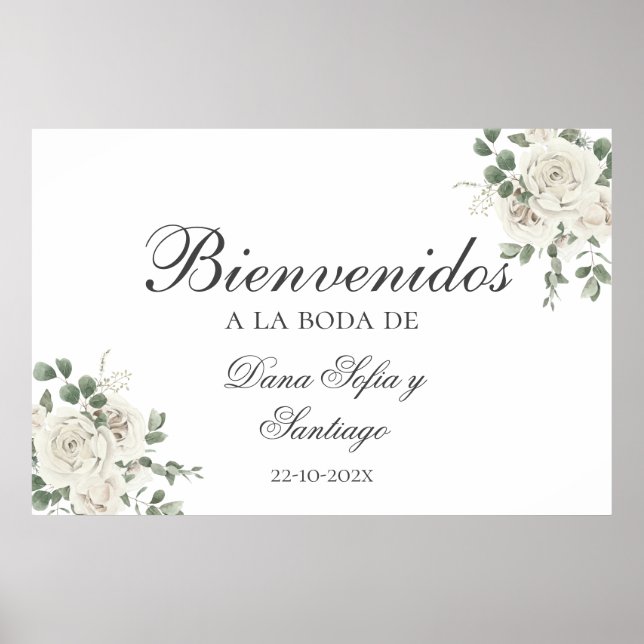 Elegant Wedding Spanish Willkommenszeichen Poster (Vorne)