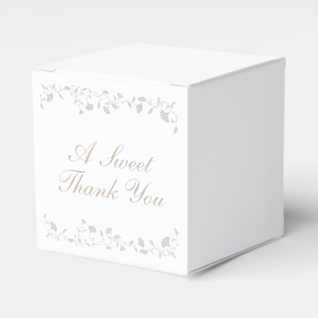 Elegant Wedding Tan Floral Library Vielen Dank Geschenkschachtel (Vorderseite)