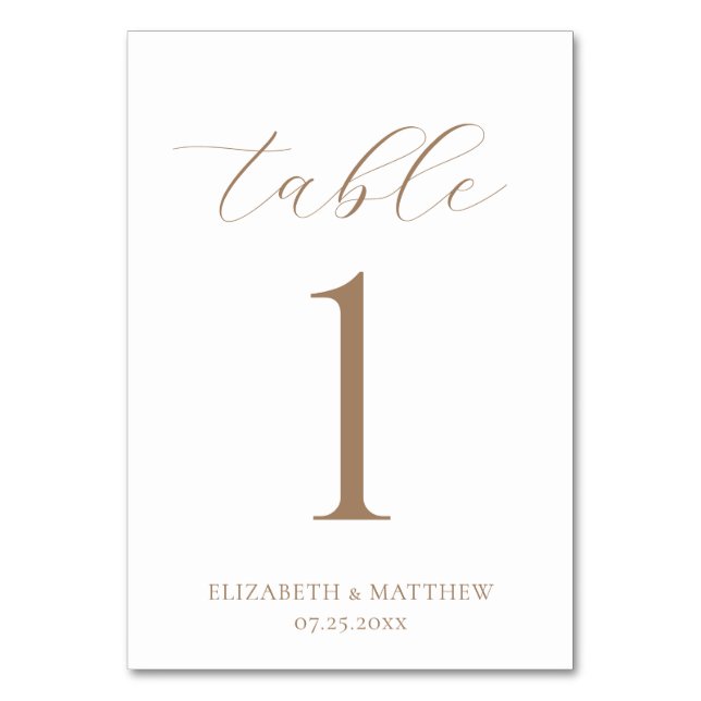 Elegant Wedding Tischnummer (Vorderseite)