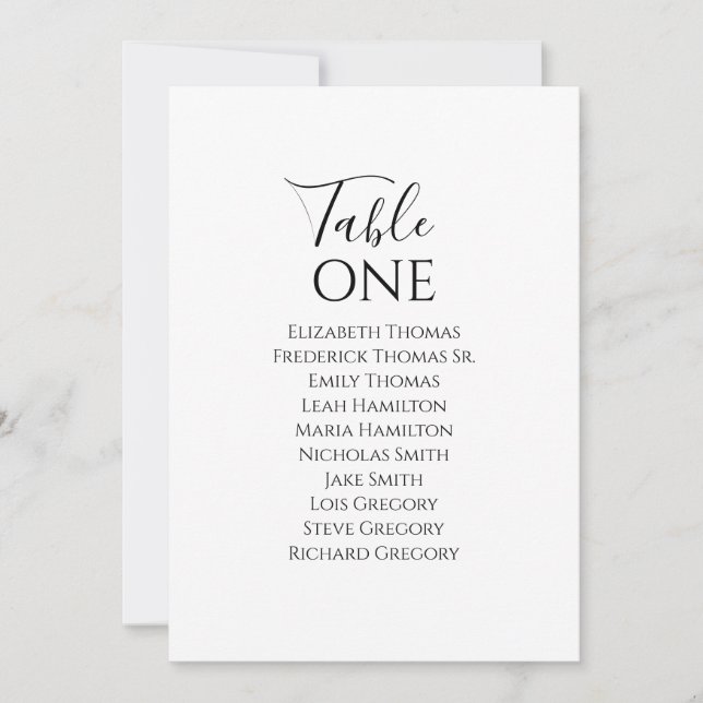 Elegant Wedding Tischnummer Calligrafy Script (Vorderseite)