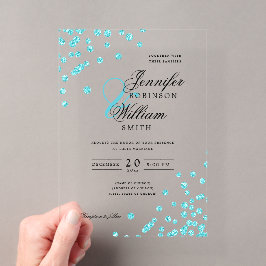 Elegant Wedding Türkis Glitzer Confetti Themed Acryleinladungen