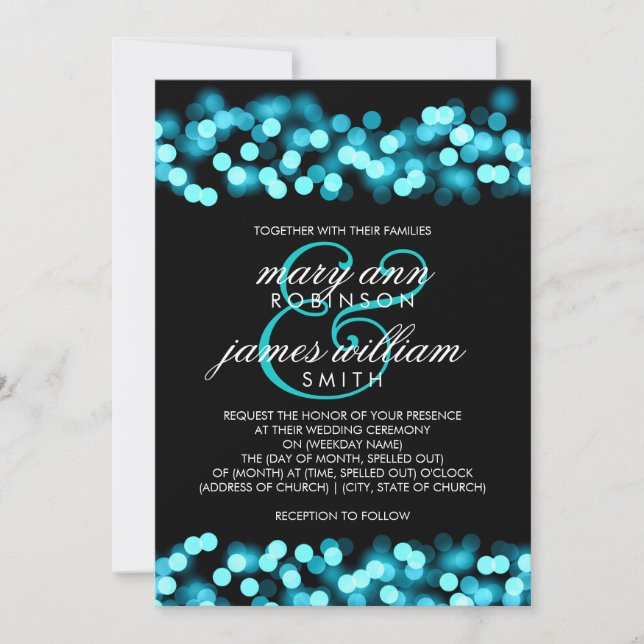 Elegant Wedding Turquoise Hollywood Glam Einladung (Vorderseite)