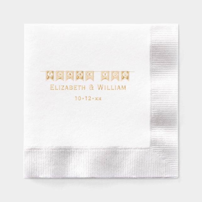 Elegant Wedding Typografy Danke Banner Servietten Mit Folie (Vorderseite)