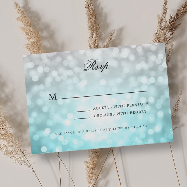 Elegant Wedding UAWG Bokeh Lights Beach Ombre RSVP Karte (Elegant Wedding RSVP Bokeh Lights Beach Ombre )