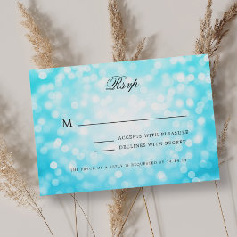 Elegant Wedding UAWG Bokeh Lights Türkis RSVP Karte