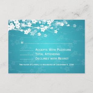 Elegant Wedding UAWG Cherry Blossom Blau RSVP Karte