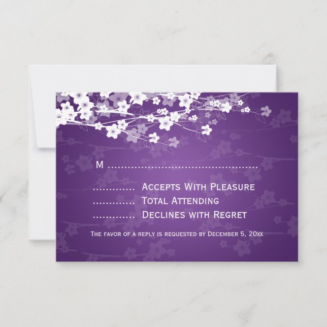 Elegant Wedding UAWG Cherry Blossom Lila RSVP Karte (Vorderseite)
