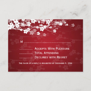Elegant Wedding UAWG Cherry Blossom Red RSVP Karte