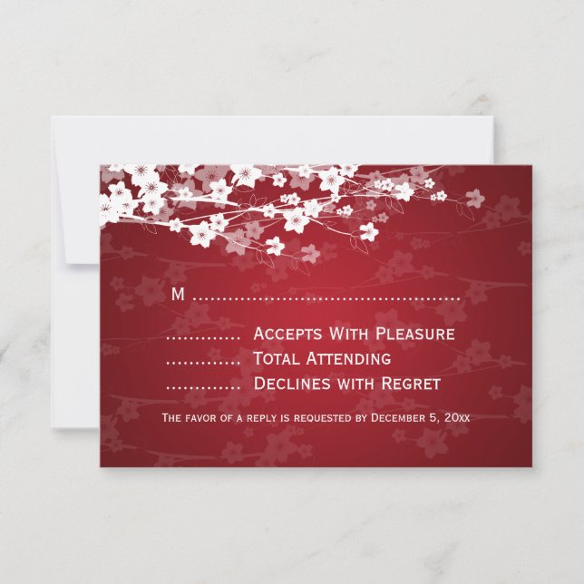 Elegant Wedding UAWG Cherry Blossom Red RSVP Karte (Vorderseite)