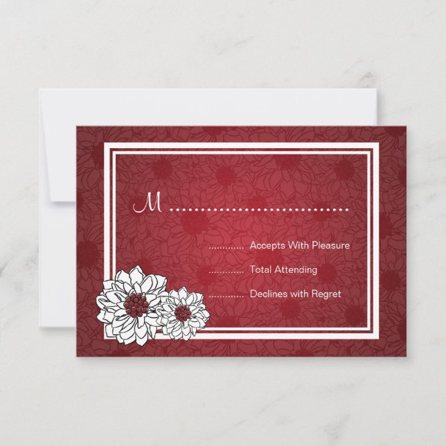 Elegant Wedding UAWG Dahlia Floral Red RSVP Karte (Vorderseite)