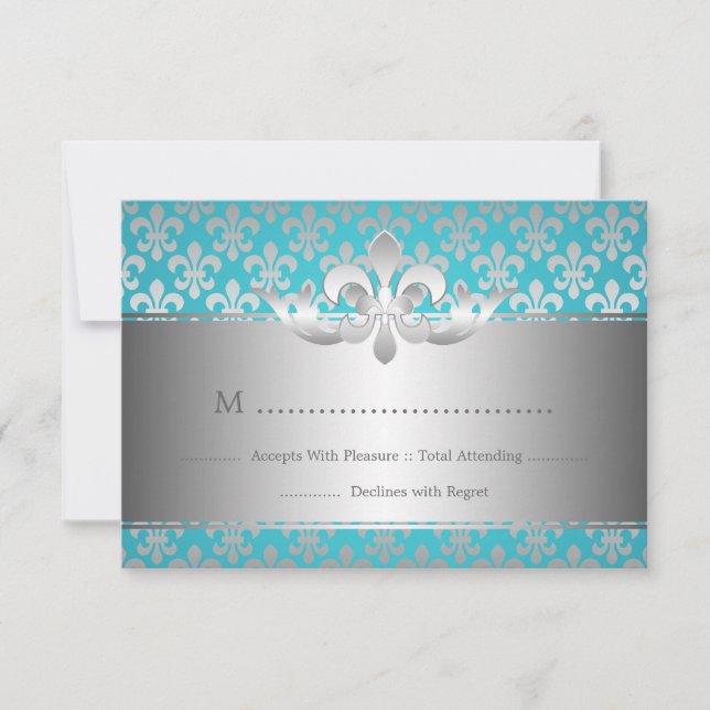 Elegant Wedding UAWG Lilie Blue RSVP Karte (Vorderseite)