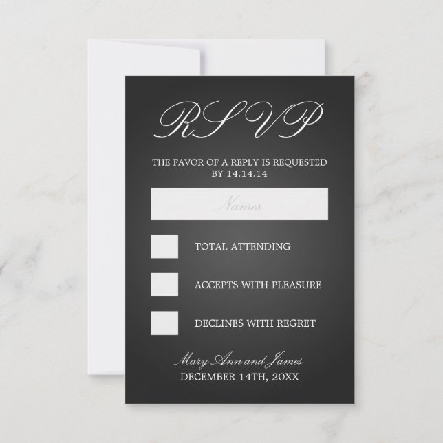 Elegant Wedding UAWG Mit Monogramm Hearts Black RSVP Karte (Vorderseite)