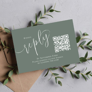 Elegant Wedding UAWG QR Code Grünes Skript RSVP Karte