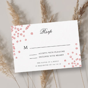 Elegant Wedding UAWG Rose Gold Navy Confetti RSVP Karte