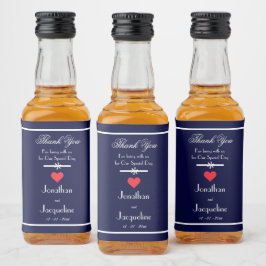 Elegant Wedding Vielen Dank für Navy Blue Mini Alkoholflaschenetikett