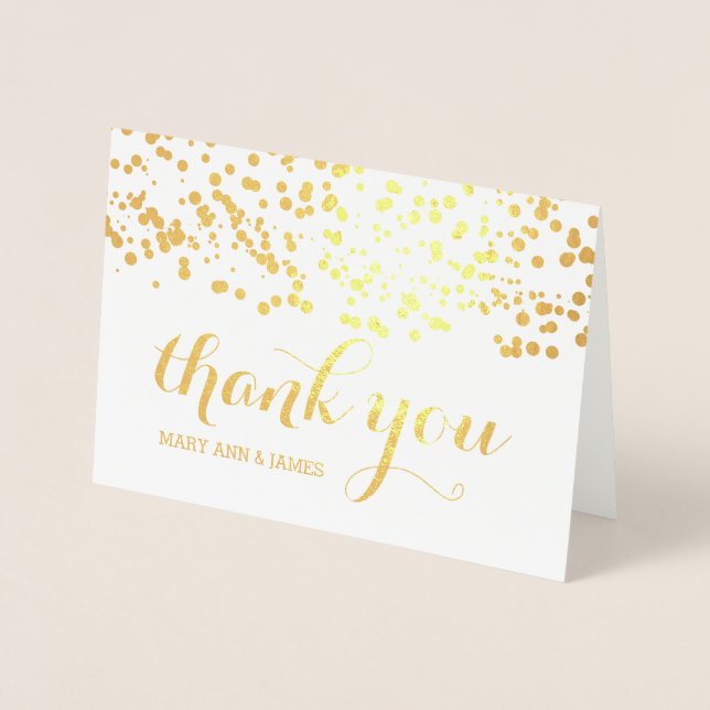 Elegant Wedding Vielen Dank Gold Foil Confetti Folienkarte (Vorderseite)