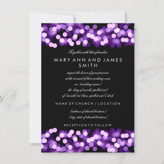 Elegant Wedding Vow Renewal Lila Hollywood Glam Einladung (Vorderseite)