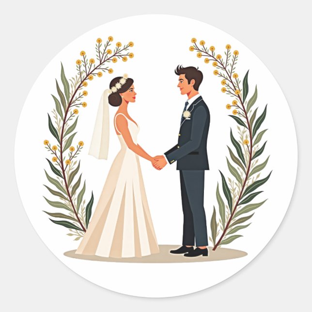 Elegant Wedding Vow Sticker (Vorderseite)