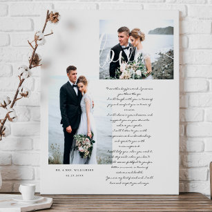 Elegant Wedding Vows Liebe Script Minimal Zwei Fot Leinwanddruck