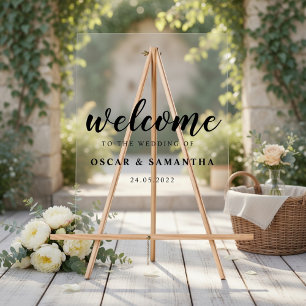 Elegant Wedding Welcome Sign Benutzerdefinierte Na Acrylschild