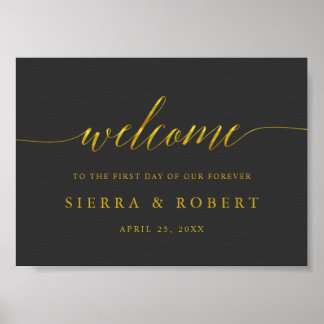 Elegant Wedding Welcome Sign with Faux Gold Script Poster