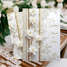 Elegant Wedding White Gold Floral Bamboo Elite
