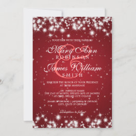 Elegant Wedding Winter Sparkle Red Einladung