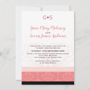 ELEGANT WEDING Koralle geblüht Details Monogramm Einladung