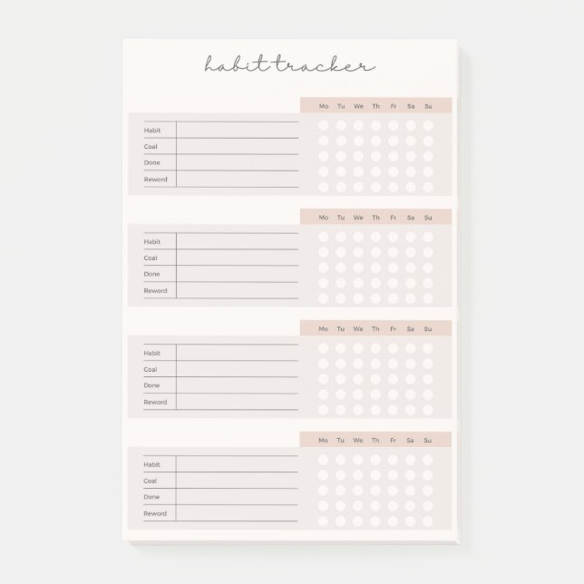 Elegant Weekly Habit Tracker Post-it Klebezettel (Vorderseite)
