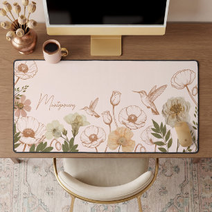 Elegant Weiblich Blumig Botanisch Kolibri Boho Schreibtischunterlage
