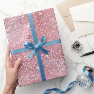 Elegant Weiblich Rosa Glitzernder Glitter-Muster Geschenkpapier