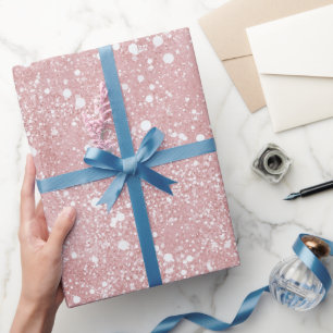 Elegant Weiblich Rosa Glitzernder Glitter-Muster Geschenkpapier