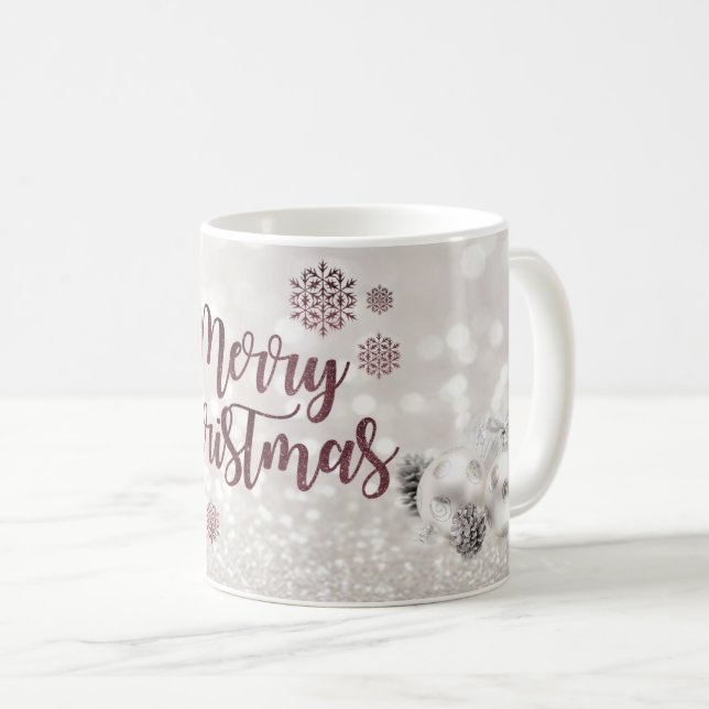 Elegant, Weihnachtsbälle, Glittery Bokeh Kaffeetasse (VorderseiteRechts)