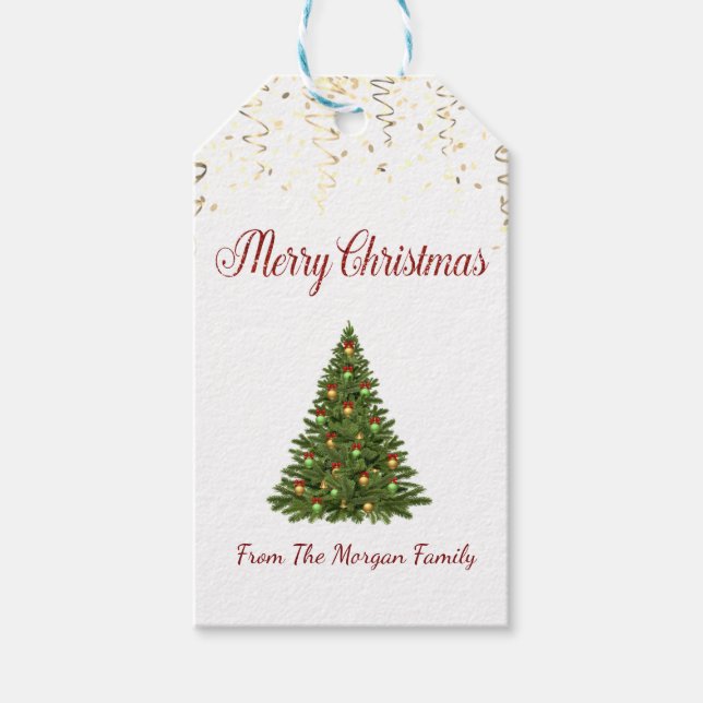 Elegant, Weihnachtsbaum, Confetti Geschenkanhänger (Vorderseite)