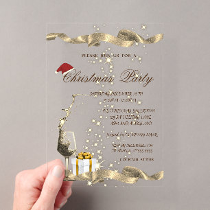 Elegant, Weihnachtsmannmütze, Glas, Firmenweihnach Acryleinladungen
