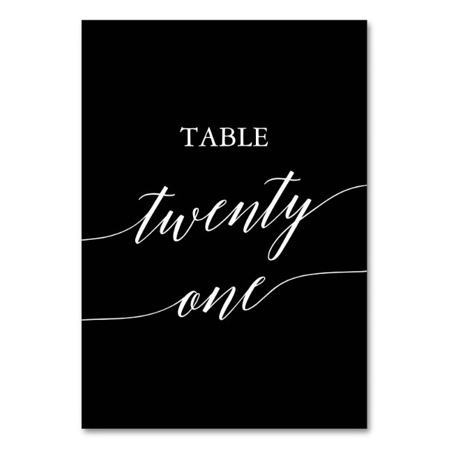 Elegant weiß am schwarzen Tisch 21 Tischnummer (Vorderseite)