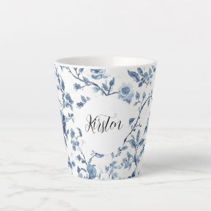 Elegant Weiß Blau Floral Milchtasse