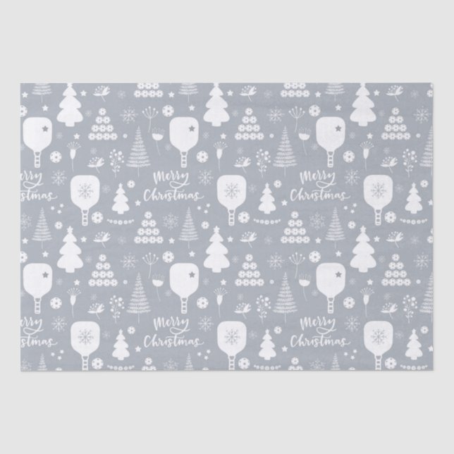 Elegant weiß & grau Frohe Weihnachten Seidenpapier (Vorderseite)