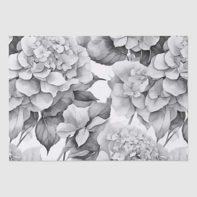 Elegant, weiß, grau, schwarz, blumenfarben seidenpapier (Vorderseite)