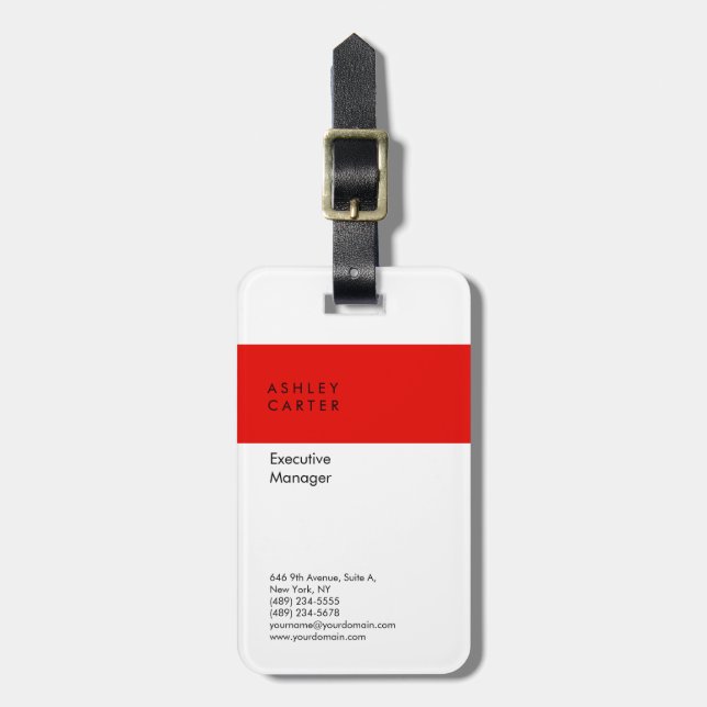 Elegant weiß schlicht minimalistisch modern gepäckanhänger (Vorderseite vertikal)