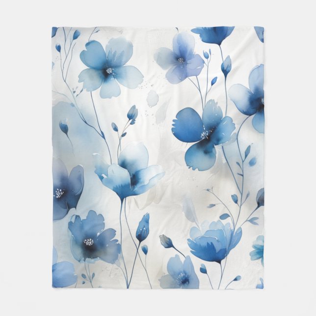 Elegant-weiß-silberfarbene Aquarelltöne Fleecedecke (Vorderseite)