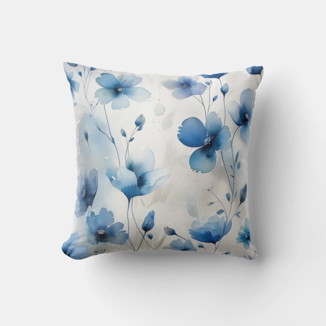 Elegant-weiß-silberfarbene Aquarelltöne Kissen (Vorderseite)
