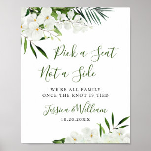 Elegant weiße Orchidee Boho Hochzeitszeremonie Sit Poster