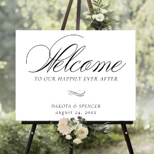 Elegant Welcome Black Calligraphy Chic Wedding Poster