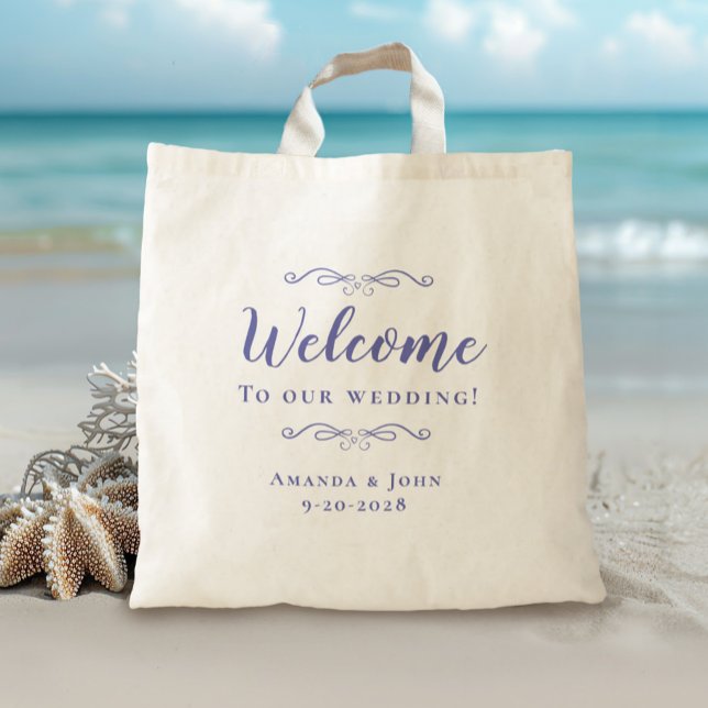 Elegant Welcome Wedding Guest Favors Periwinkle Tragetasche (Von Creator hochgeladen)