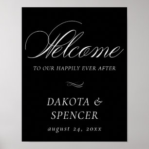 Elegant Welcome White Calligraphy Hochzeitsschri Poster