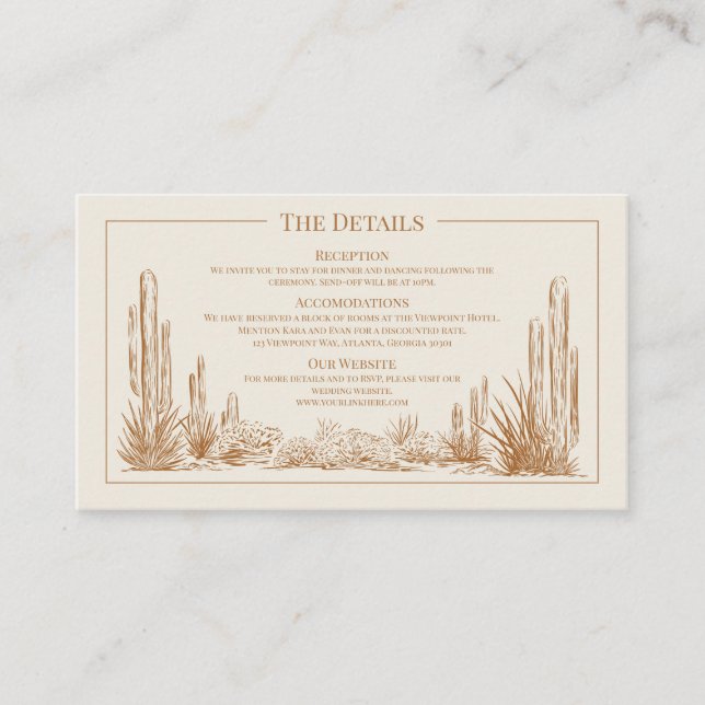 Elégant Western Mariage Détails Carte de boîtier (Devant)