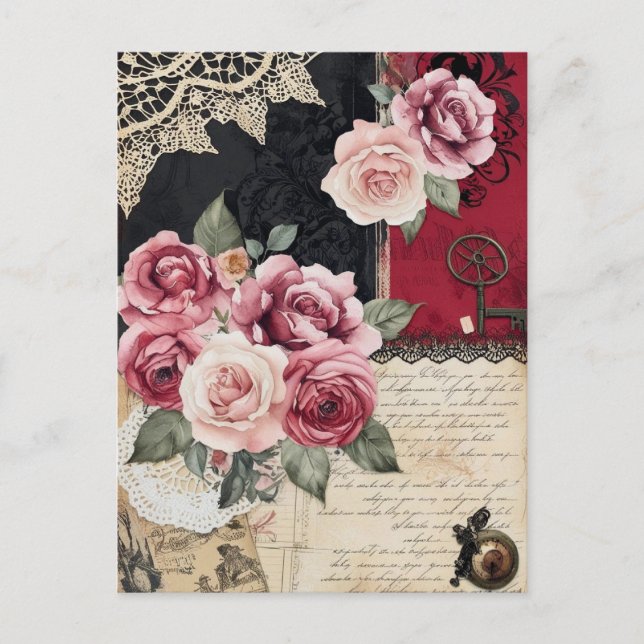 Elegant Whimsical Romantic Gothic Vintag Postkarte (Vorderseite)