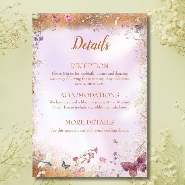 Elegant Whimsical Wildblume Pink Begleitkarte (Von Creator hochgeladen)