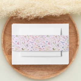 Elegant Whimsical Wildblume Pink Wedding Einladungsbanderole